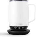 Tronco Temperature Control Heated Coffee Mug 14 oz – Rechargeable Self-Heating Coffee Cup with Lid – Manual Control, 3 Modes, 130 Min Battery Life, Auto Shut-Off (White)