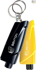 Glass Breaker Seatbelt Cutter Keychain Car Escape Tool for Land and Underwater, Pack of 2 (Black-Yellow)