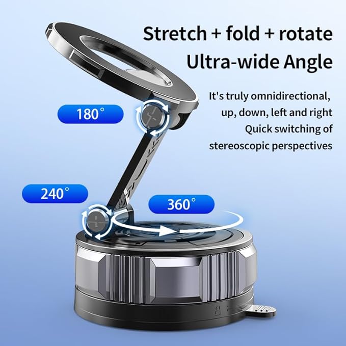 Vacuum Car Holder with Strong Magnetic Car Phone Holder for Magsafe 360° Adjustable Car Phone Mount, Phone Holders for iPhone 17 Pro Max 16 15 14 13 12