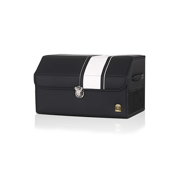 Ergocar Foldable Car Trunk Organizer, Luxury Leopard Print, 3-Compartment, Waterproof, Black