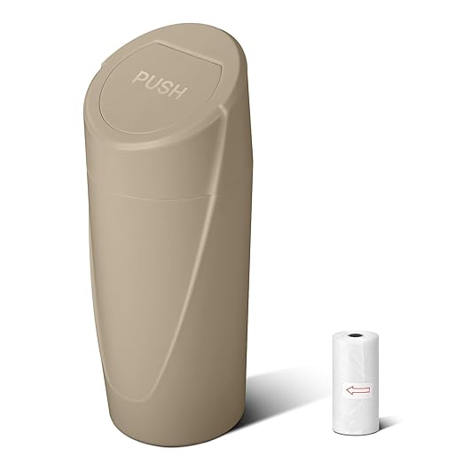Car Trash Can Bin with Lid - Car Garbage Can Cup Holder - Beige Mini Leakproof Vehicle Trash Garbage Can Bin with 20pcs Trash Bags-Car Organizers and Storage for Front Back Seat Accessories