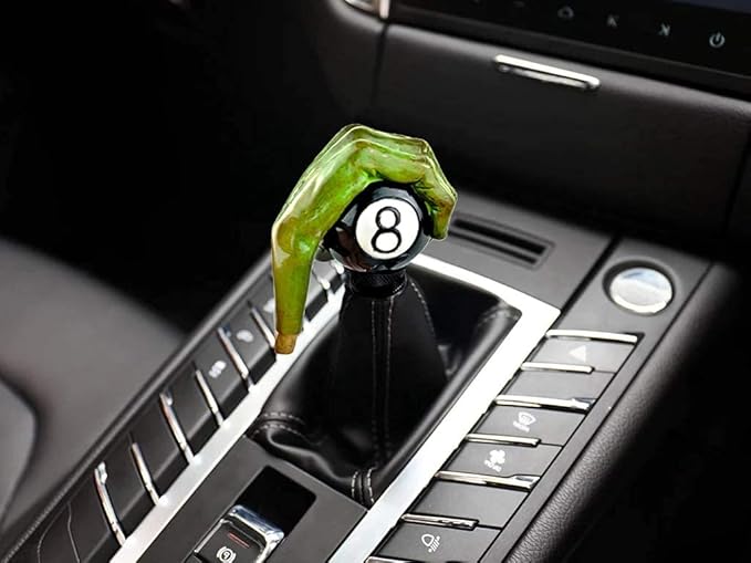 Lunsom 8 Ball Shifter Knob Green Hand Car Transmission Shift Stick Handle Head Fit Automatic Manual Vehicle