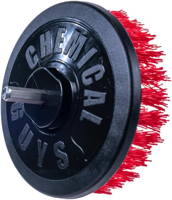 Chemical Guys ACC508 Heavy Duty Spinner Multi-Surface Drill Brush Attachment (Fits Any Standard Drill - Power Scrubber Removes Heavy Stains, Dirt & Grime from Grout, Tubs & Showers), Red
