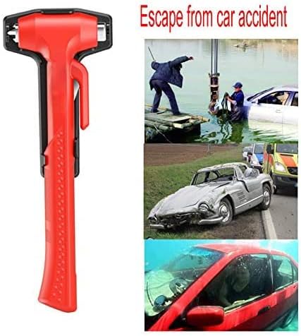 Car Window Breaker, Glass Breaker and Seatbelt Cutter, Emergency Car Glass Safety Hammer, Window Punch Seatbelt Cutter for Family Rescue & Auto Escape Tools(Red)