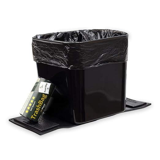 Car Trash Can – Leakproof 1.4 Gallon Compact Garbage Bin with Stability Flap & Anti-Slip Base | Portable Trash Holder for Cars, Trucks, SUVs, Minivans – Includes Trash Bags (Black, Large)
