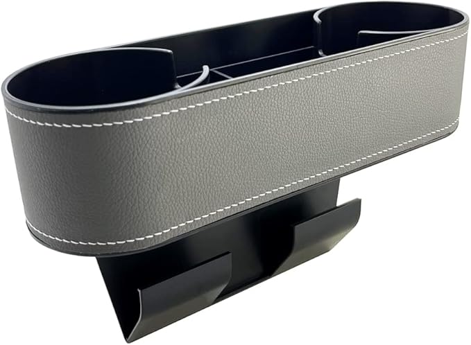 Car Cup Holder Expander Organizer,Multifunctional Cup Drink Holders with PU Leather Cover,Side Insert Center Console Seat Gap Filler Storage Box for Mug Bottle CellPhones Coffee Coasters Cards