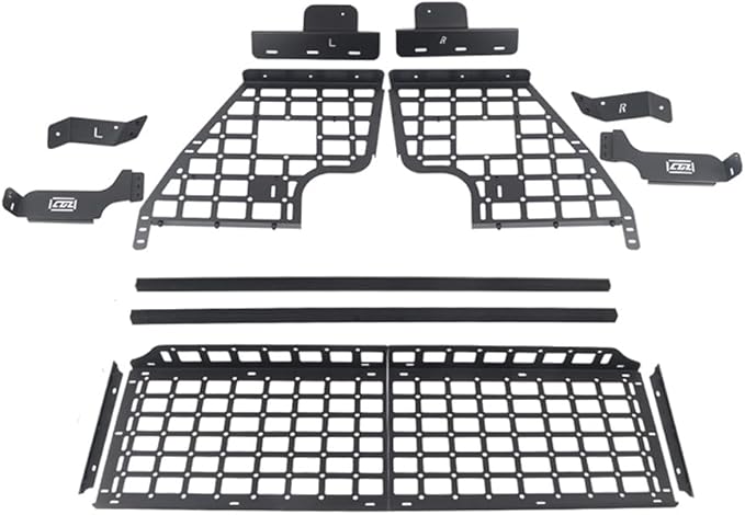 HIGH FLYING for Toyota Highlander 2008-2013 Car Accessories Modular Storage Molle Panel Shelf Luggage Carrier Trunk Organizer Aluminum Alloy A Set (Side Panel + Shelf)