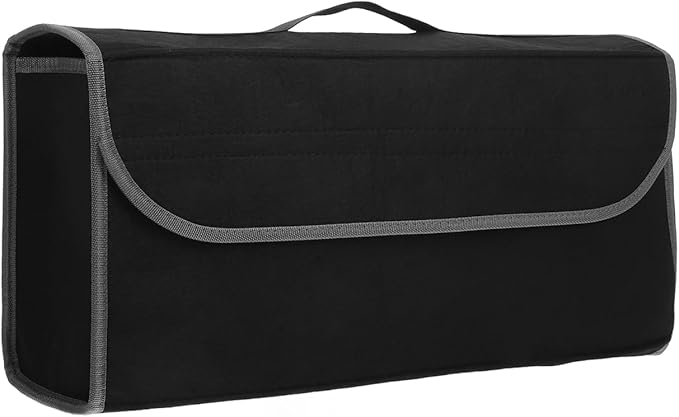 Foldable Felt Car Trunk Organizer with Strong Strap Portable Vehicle Storage Bag for Groceries Cleaning Supplies Sporting Equipment