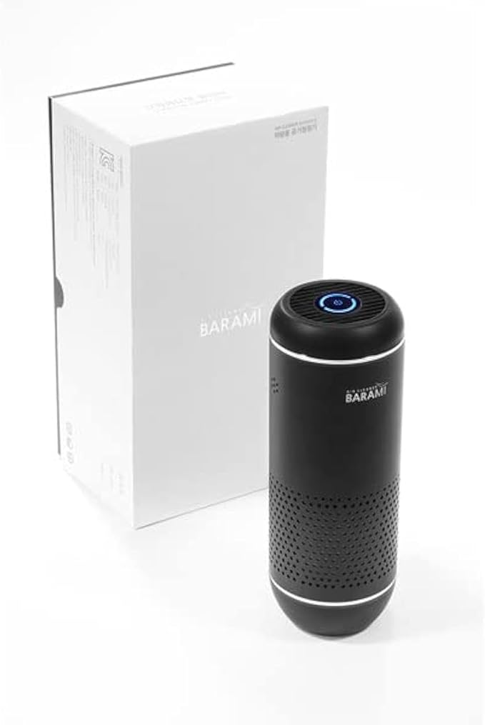 BARAMI-5_black | Portable Car Air Purifier - Photocatalytic &HEAPA filter, Air Freshener for Car, Home, Bedroom, Office, Travel etc. | Pet Odor Eliminator | Removes PM2.5 Dust,Smoke,Car Odor