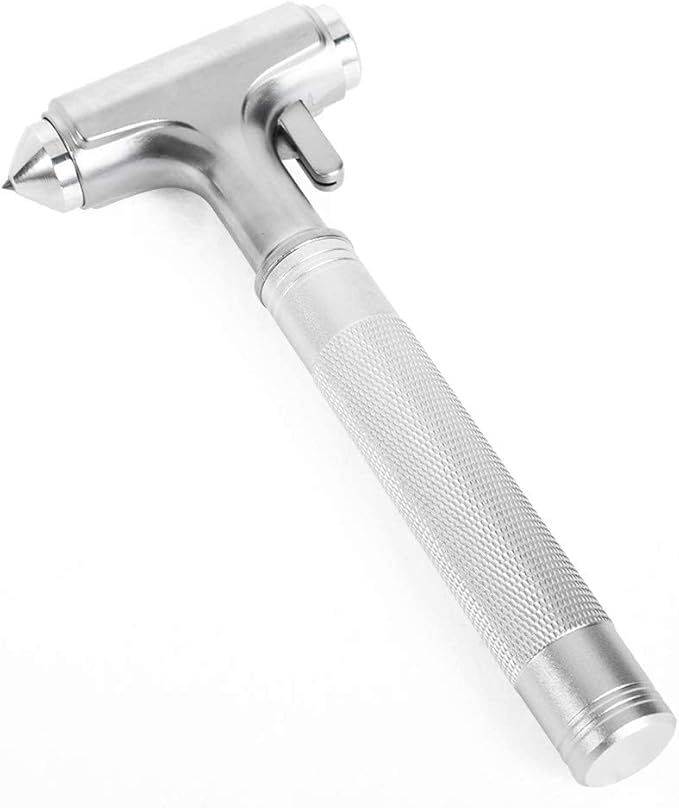Car Safety Hammer, Fireproof Metal Emergency Escape Hammer with Hard Alloy Head Window Breaker and Seat Belt Cutter, Aluminium Alloy Emergency Escape Tool for Car Accidents