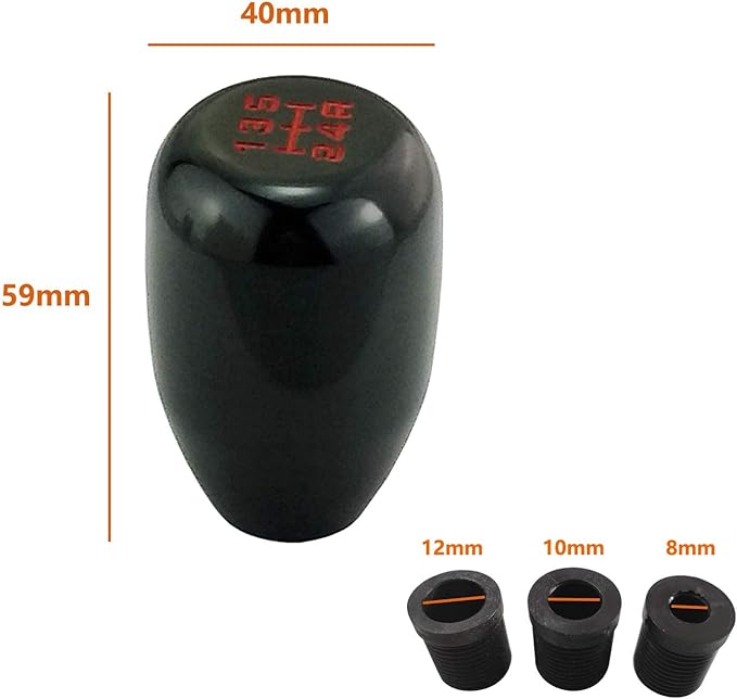 Lunsom 5 Speed Shifter Knob, Aluminium Alloy Gear Shifter Stick Handle Manual Shifting Lever Head Fit Most Auto Manual Transmissions (Black)