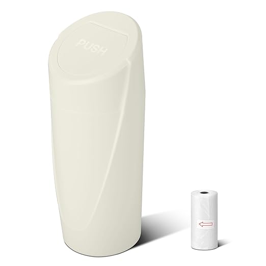 Car Trash Can Bin with Lid - Car Garbage Can Cup Holder - Light Beige Mini Leakproof Vehicle Garbage Bin with 40pcs Trash Bags-Automotive Organizers and Storage for Front Back Seat Accessories