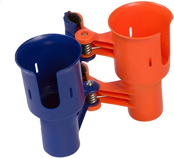 ROBOCUP, Patented Boat Cup Holder, Clamp on Portable Storage Caddy Securely Holds 2 Drinks, Fishing Poles, Tools, Marine Gear | Perfect for Boating, Beach Umbrellas, Golf Carts