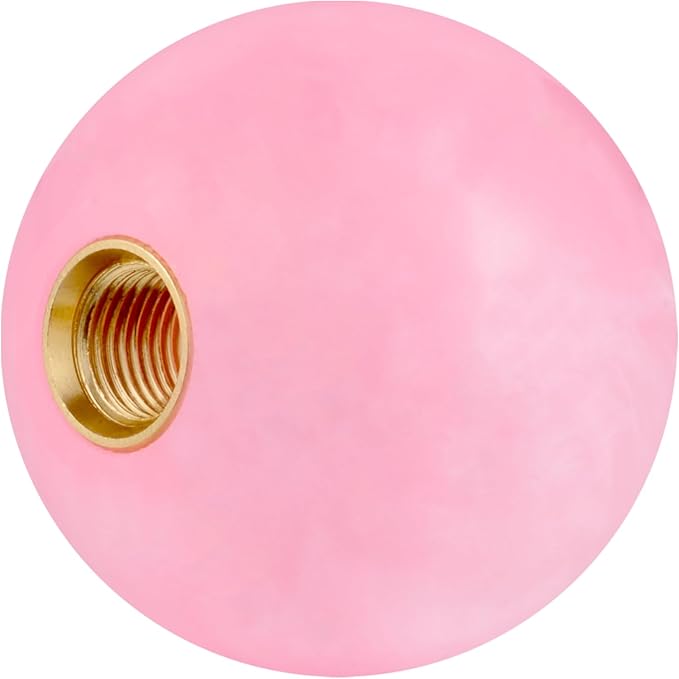 Lunsom Ball Shape Gear Knob Round Shift Head Car Transmission Stick Handle Fit Automatic Manual Vehicle (M8x1.25, Pink-1)