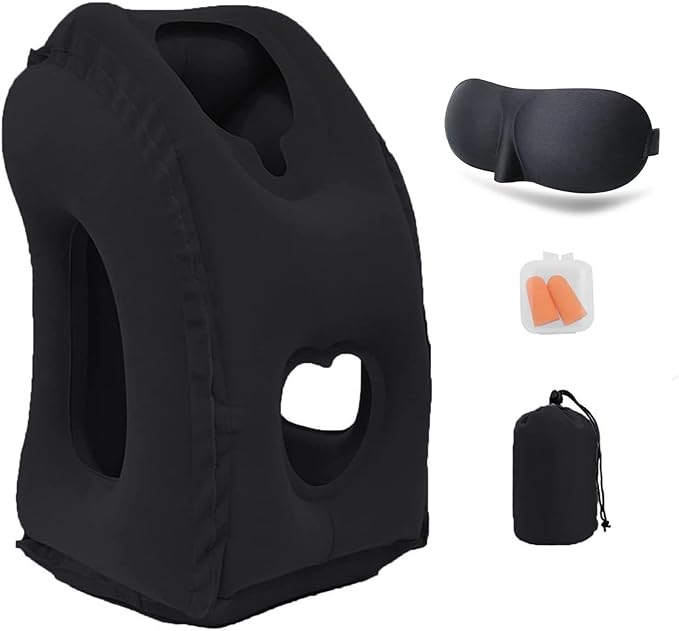 Inflatable Travel Pillows for Airplane, Blow Up Neck Pillow for Sleeping, Airplane Travel Essentials for Long Flight Support Head, Neck and Lumbar, Used for Car/Bus/Train/Office Rest, Adults Kids