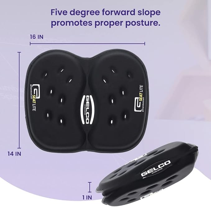 GSeat Lite Travel Gel and Foam Cushion - for Back Pain, Sciatica, Pressure Relief, and Tailbone Discomfort - Promotes Healthy Posture - Ergonomic Comfort - for Car, Commute, Airplane and Travel