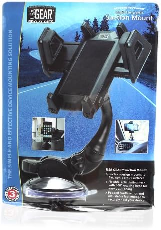 USA Gear Dashboard & Windshield Car Phone Mount, Universal Suction Cup Cell Phone Holder for iPhone 17/16/15, Galaxy S24/S23, Pixel 10/9, Adjustable Arm, 360° Rotation