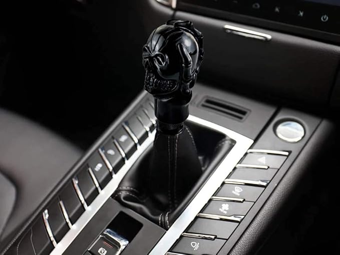 Lunsom Skull Gear Lever Shifter Knob Resin Bone Car Transmission Shifter Stick Handle Head Fit Most Automatic Manual Vehicles (Black)