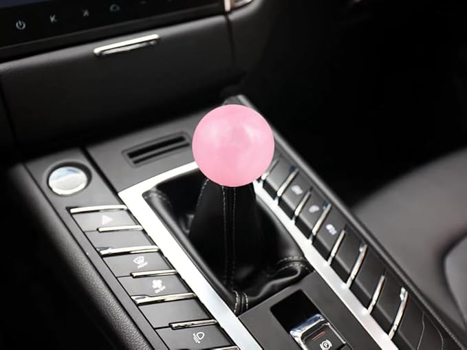 Lunsom Ball Shape Gear Knob Round Shift Head Car Transmission Stick Handle Fit Automatic Manual Vehicle (M8x1.25, Pink-1)
