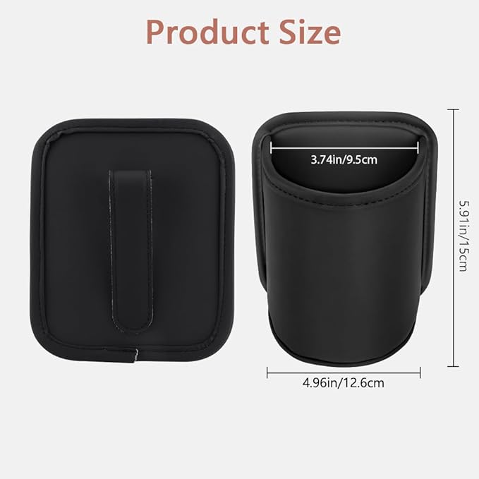 LECART 2 PCS Large Cup Holder for Car Door, Clip On Bottle Holder with Scratch Resistant Leather, Universal Fit Storage Organizer Accessories for Back Seat, Water Cup, Big Drinks, Beverages, Black
