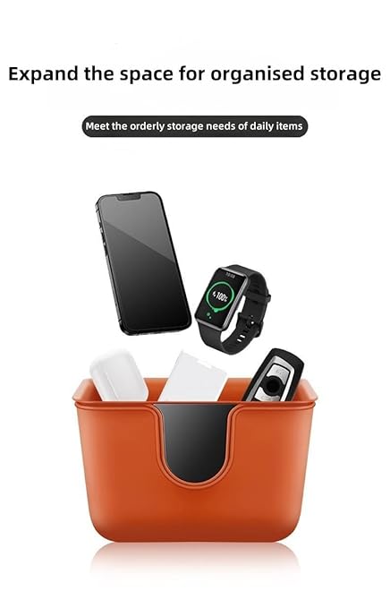 Car Trash Can Storage Pockets - 100% Leak-Proof Organizer,Car Seat Back and Door Hanging Storage,Two Levels Above and Below (Orange)