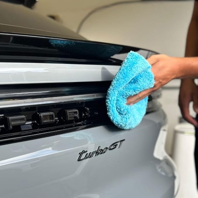 Ethos Plush 470 Microfiber Towels for Cars - Premium Car Detailing Towels - Edgeless Ultrasoft Micro Fiber Cloth for Car Wash, Interior & Exterior (10 - Prime Blue 470GSM)