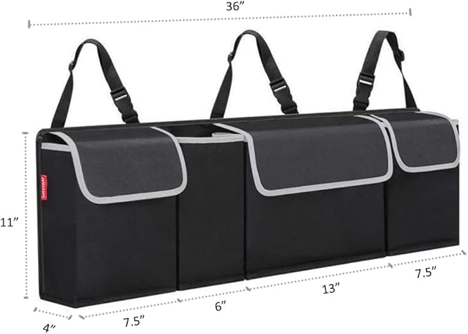 Luckybay Car Trunk Organizer, Hanging Seat Back Storage Organizer with Large Pockets, Space-saving Backseat Car Organizer