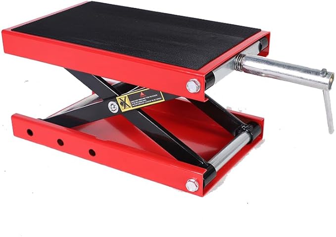 1100 LB Heavy Duty Wide Deck ATV Motorcycle Bike Scooter Scissor Lift Jack Crank Stand with Safety Bar