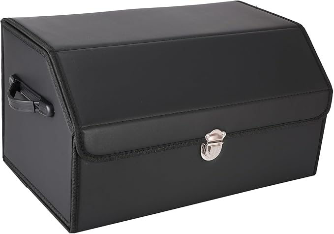 Trunk Organizer for Car, SUV Trunk Organizer Leather Storage, Cargo Box-Automotive Consoles Organizers-Multi-Compartment Adjustable Auto Grocery Home Storage Box
