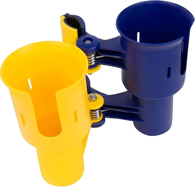 ROBOCUP, Patented Boat Cup Holder, Clamp on Portable Storage Caddy Securely Holds 2 Drinks, Fishing Poles, Tools, Marine Gear | Perfect for Boating, Beach Umbrellas, Golf Carts