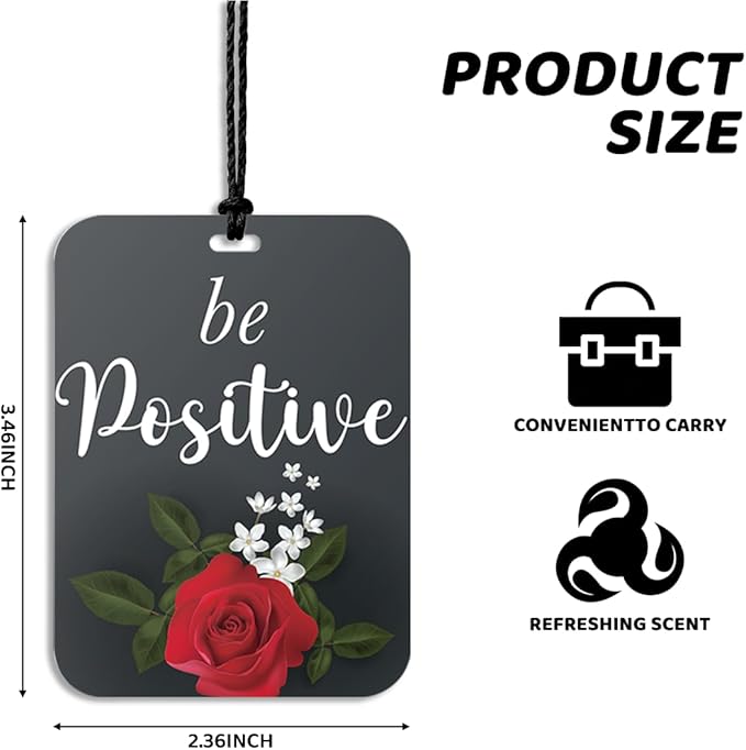 4Pcs Red and Black Rose Inspiration Car Air Freshener Hanging Motivational Car Accessories Gifts for Women Men Cute Air Freshener for Interior Car Mirror Home Wardrobe Decor