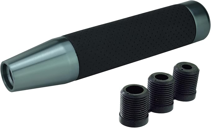 Lunsom Weighted Shifter Knob, Leather Aluminum Alloy Long Shift Knob Stick Handle Shifting Lever Head Gear Knob Fit for Most Manual Transmission Vehicle (Titanium)