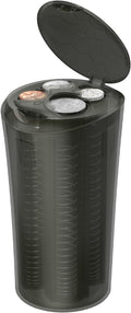 JOYTUTUS Coin Holder for Car, Larger-Capacity Car Change Holder Organizer, Universal Car Coin Holder for Cup Holder, Coin Dispenser Storage Fit Most Car & Trucks Car Accessories,(Transparent Gray)