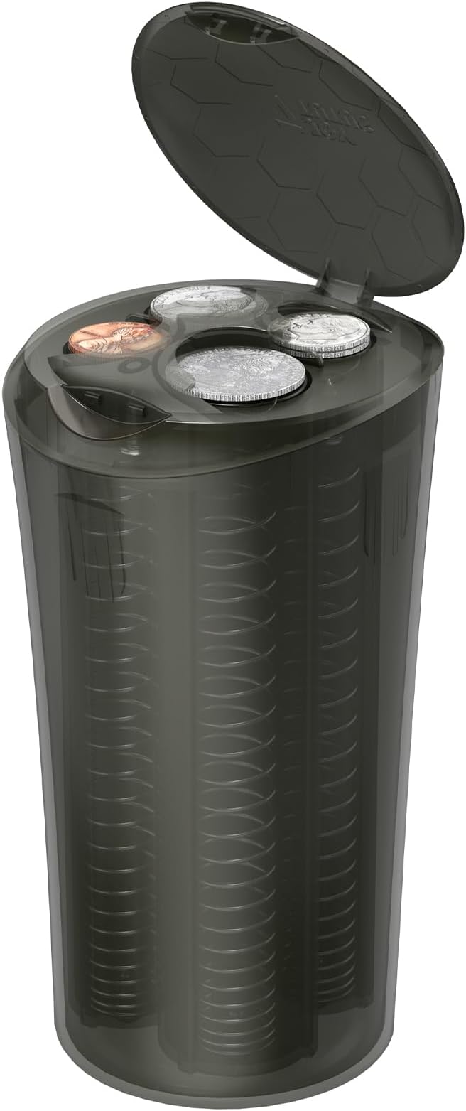 JOYTUTUS Coin Holder for Car, Larger-Capacity Car Change Holder Organizer, Universal Car Coin Holder for Cup Holder, Coin Dispenser Storage Fit Most Car & Trucks Car Accessories,(Transparent Gray)