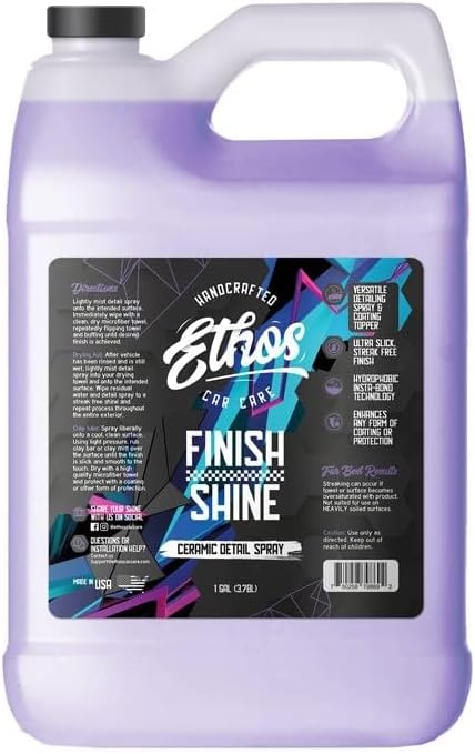 Ethos Finish Shine - Ceramic Detail Spray | Spray Wax For Car Detailing Quick Detail Car Wax | Waterless Car Cleaning | Clay Bar Lubricant | Ceramic Coating & Sealant Safe Top Coat