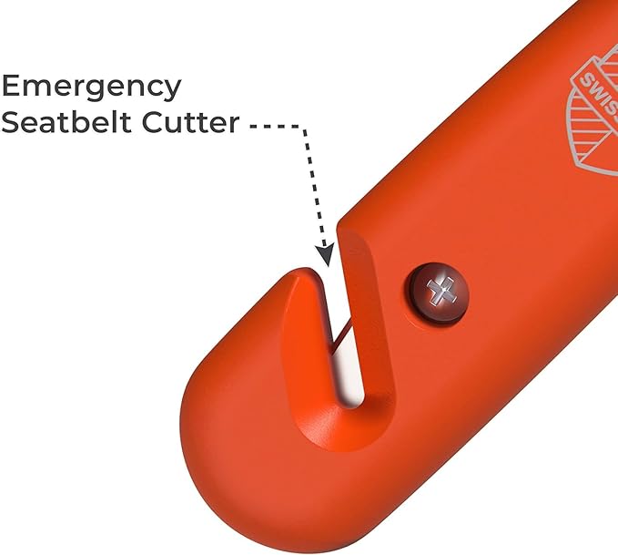 Swiss Safe Durable 5-1 Car Safety Hammer Window Breaker Breaker Tool w/Seatbelt Cutter - Emergency Escape Glass Hammer - Truck, Car Safety Essentials & Accessories - Orange, 2 Pack