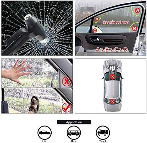 Car Window Breaker, Glass Breaker and Seatbelt Cutter, Emergency Car Glass Safety Hammer, Window Punch Seatbelt Cutter for Family Rescue & Auto Escape Tools(2 Pack, Black)