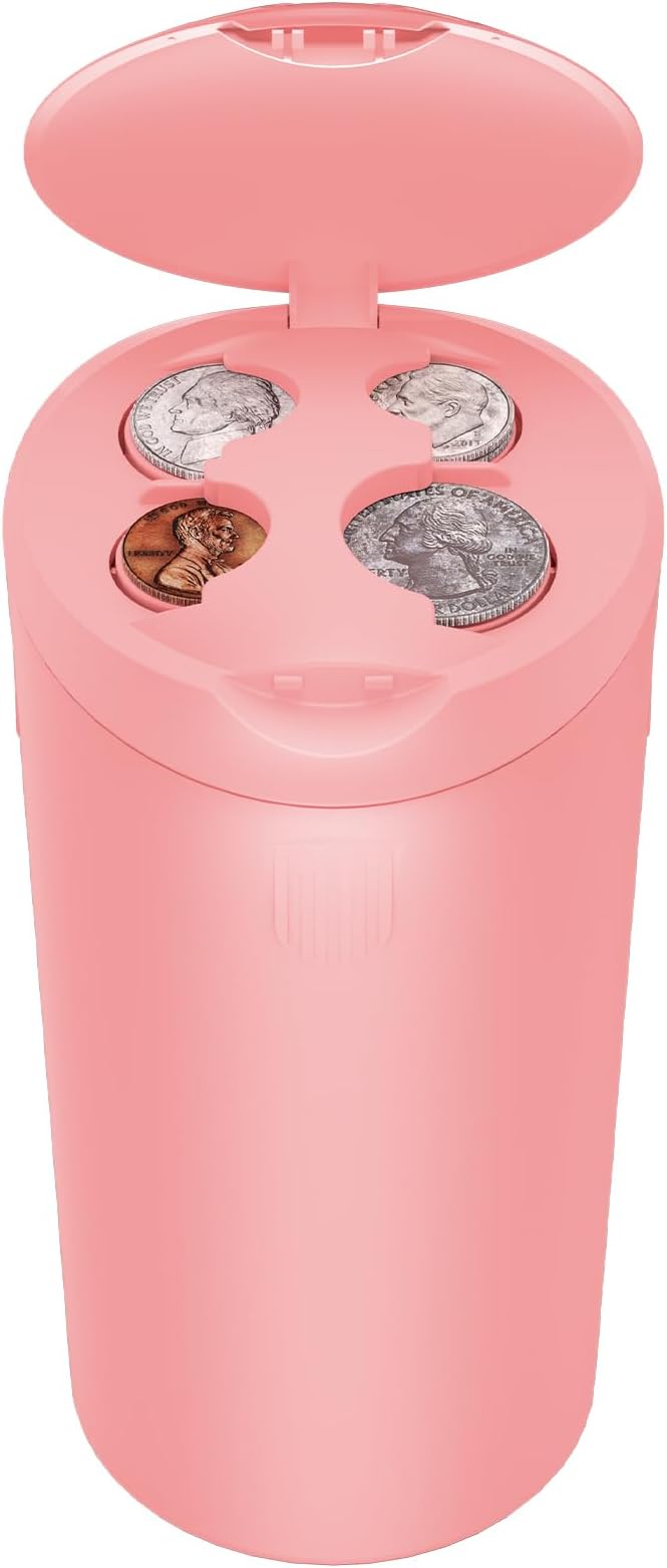 JOYTUTUS Coin Holder for Car, Larger-Capacity Car Change Holder Organizer, Universal Car Coin Holder for Cup Holder, Coin Dispenser Storage Fit Most Car & Trucks Car Accessories(Pink, 1 Pack)