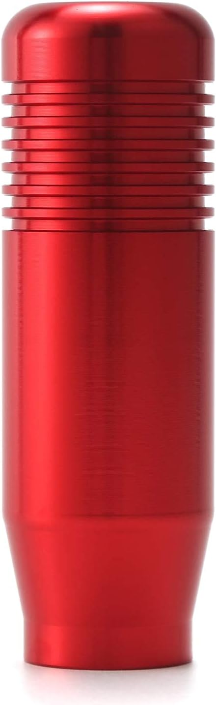 Lunsom Short Weighted Shifter Knob, Aluminum Alloy Shifter Head Lever Shifting Handle Car Gear Stick Knobs with 3 Adapters Fit Most Auto Manual Transmission Vehicle (Red)