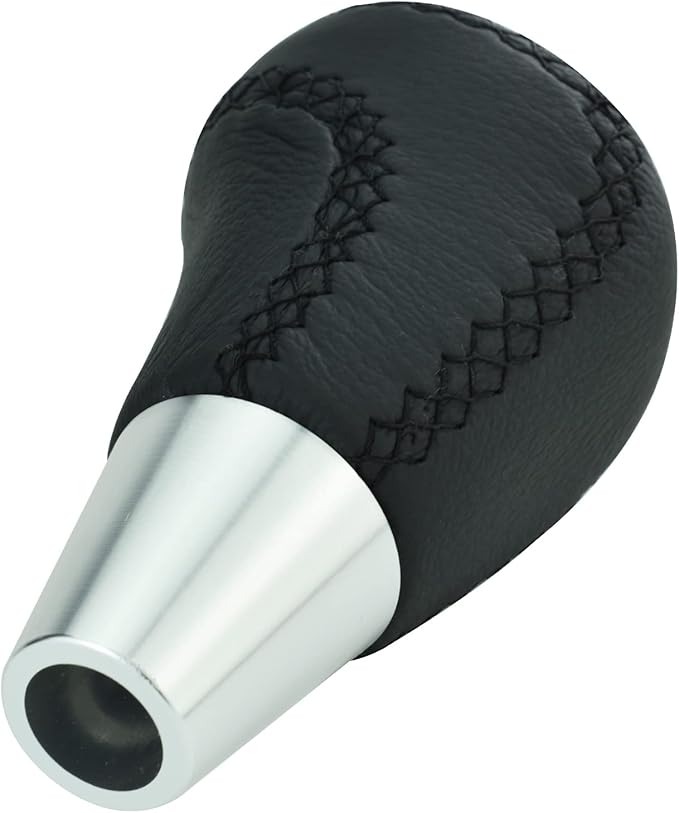 Arenbel Car Leather Gear Shifter Knob Stick Shift Lever Grip Speed Handle Auto Accessories Replacement Fit Most Automatic Manual Vehicles, Black