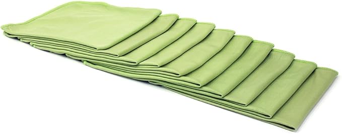 Autofiber Bulk Pack Smooth Glass Microfiber Window, Mirror and Glass Towel - Pack of 10, Green (16 inch x 16 inch)