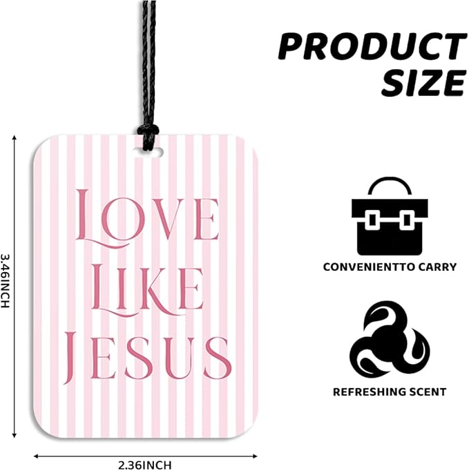 4Pcs Pink Bow Christian Car Air Freshener Hanging Girly Car Accessories Gifts for Women Teen Girl Cute Air Freshener for Interior Car Mirror Home Wardrobe Decor