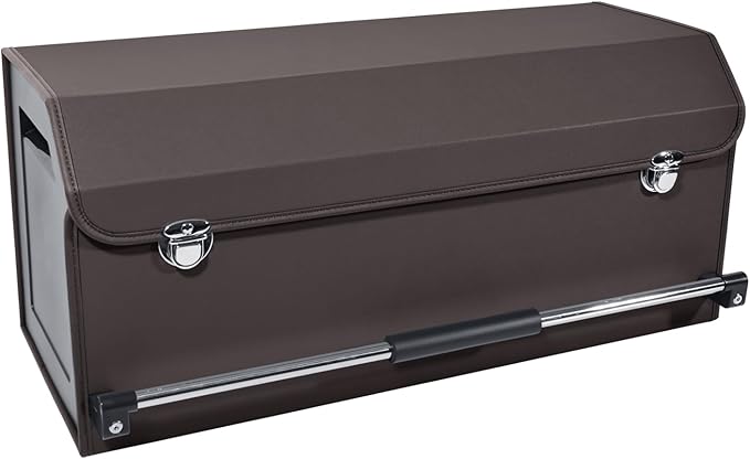 Car Trunk Organizer for SUV Car Trunk Storage Organizer with Lid and Sturdy Handle Collapsible Trunk Organizer for Truck, Sedan, Van (Brown, 27.1 x 11.4 x 12.2in)