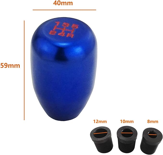 Lunsom 5 Speed Shifter Knob, Aluminium Alloy Gear Shifter Stick Handle Manual Shifting Lever Head Fit Most Auto Manual Transmissions (Blue)