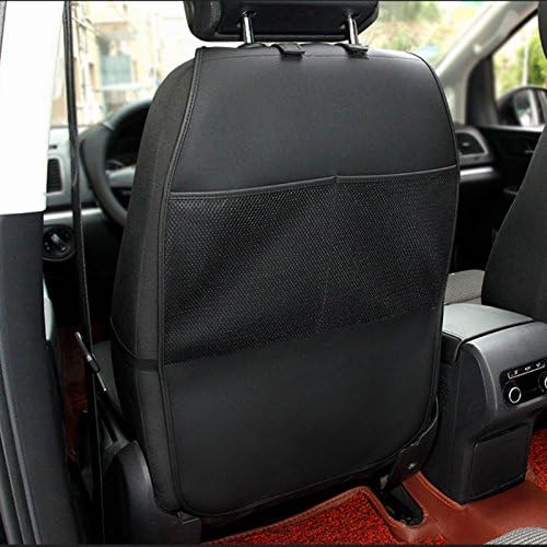 HCMAX 2 Pack Kick Mat Car Seat Back Protector Waterproof Easy to Clean Multifunctional Organizer Storage Bag Travel Accessory PU Leather Black