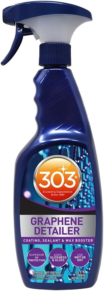 303 Products Graphene Detailer Spray, Enhances Gloss & Protection on Existing Coating, Sealants & Waxes, UV Protectant, Drying Aid, Add Ceramic Graphene Protection, Waterless Car Detailing Spray, 24oz