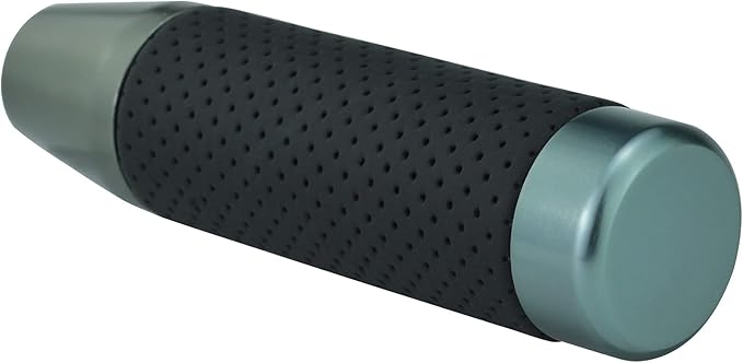 Lunsom Aluminum Alloy Car Gear Shifter Head Black Leather Long Stick Shift Handle Knob Fit Most Manual Transmission Vehicle (Titanium 13)