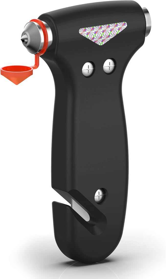 THINKWORK Car Safety Hammer, 3-in-1 Emergency Escape Tool with One Second Window Breaker and Seat Belt Cutter, Safety Emergency Car Escape Tool for Car, Office, Home, Black