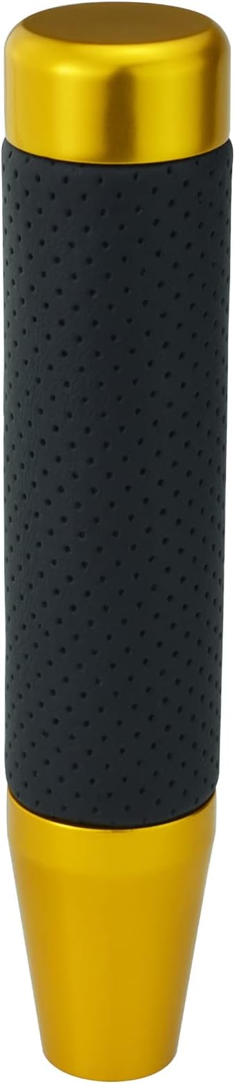 Lunsom Weighted Shifter Knob, Leather Aluminum Alloy Long Shift Stick Handle Shifting Lever Head Fit for Most Manual Transmission Vehicle (Gold)