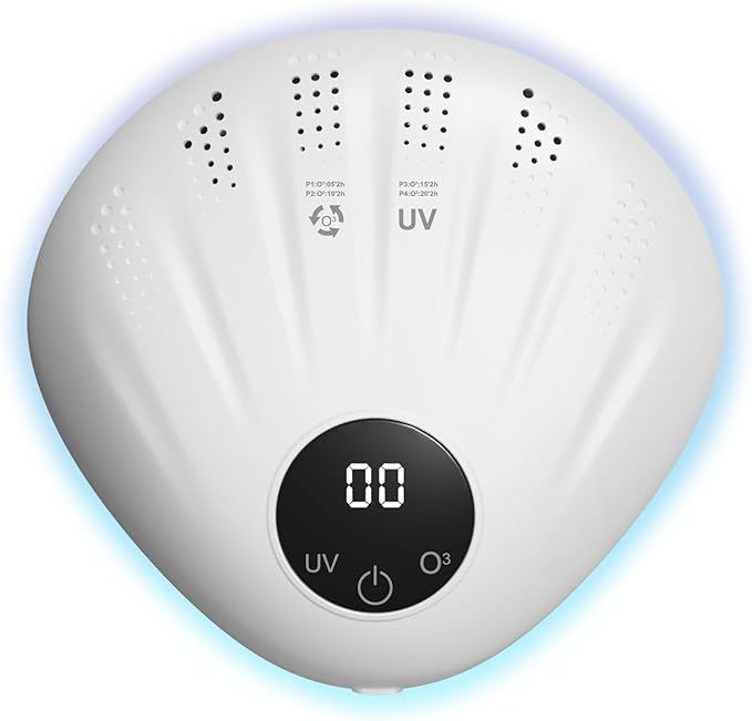 Portable Air Freshener with Ion Technology - Plug-in & Battery Powered for Home, Car, Pet Areas | 72H Runtime, Seashell Design, Compact Travel Use